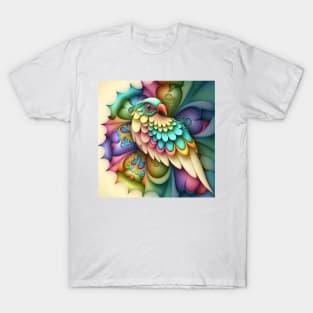 A Fractal Design in A Parrot Motif T-Shirt